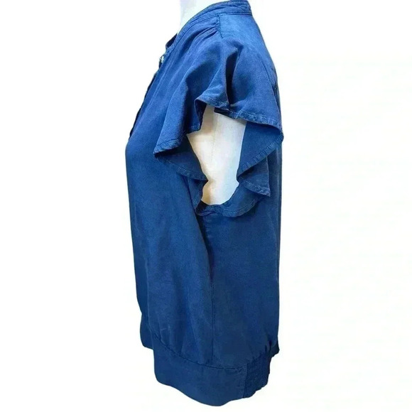 Frame Denim Smocked Flutter Sleeves size Large - Picture 3 of 6